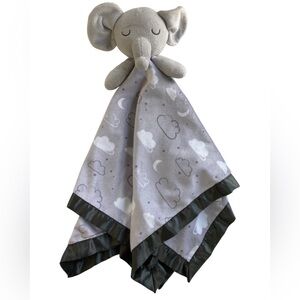 Just Born Gray Elephant 25" Lovey Security Blanket Clouds Moon.